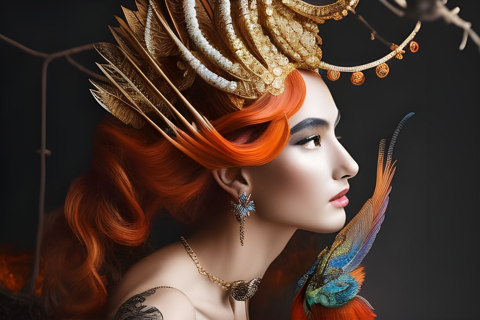 Elaborate Flame Goddess Portrait in Digital Art