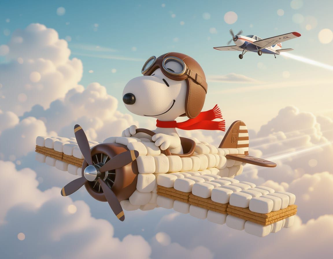 Snoopy's Whimsical Marshmallow Plane Adventure