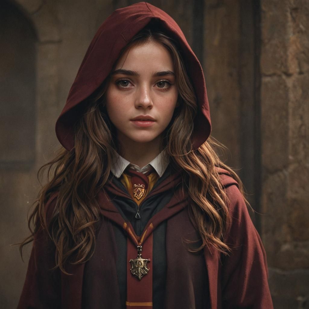 Teen Girl in Gryffindor Uniform: Fantasy Concept Art