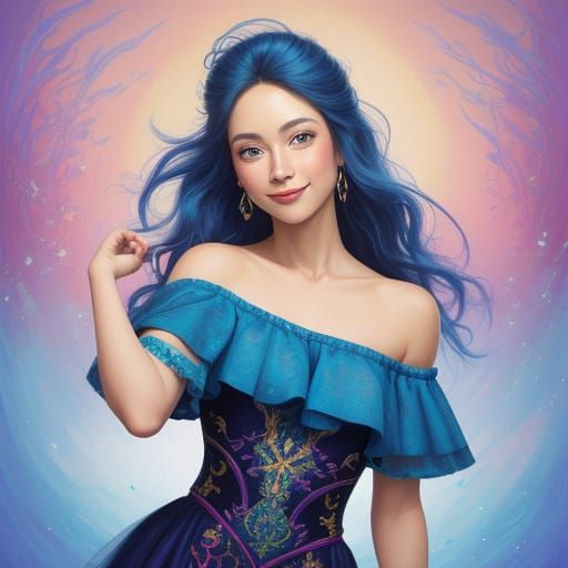 Confident Young Woman in Dreamy, Vibrant Portraiture