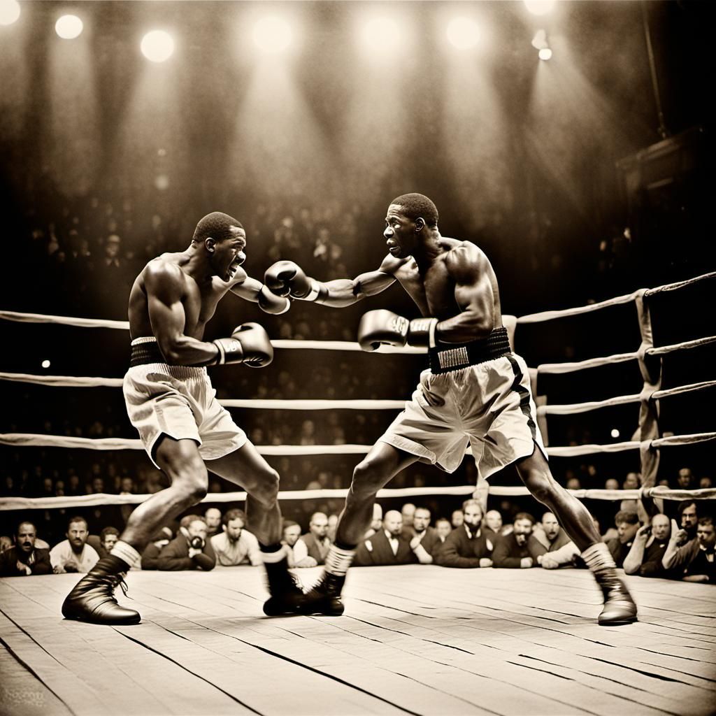 Gritty Sepia Boxing Match: Vintage Face-Off