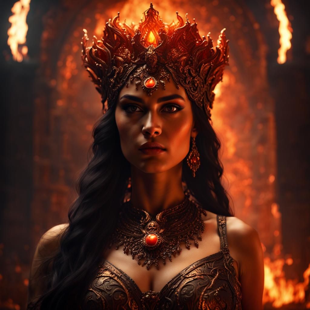 Persephone, Queen of Hades, in Apocalyptic Retro Style