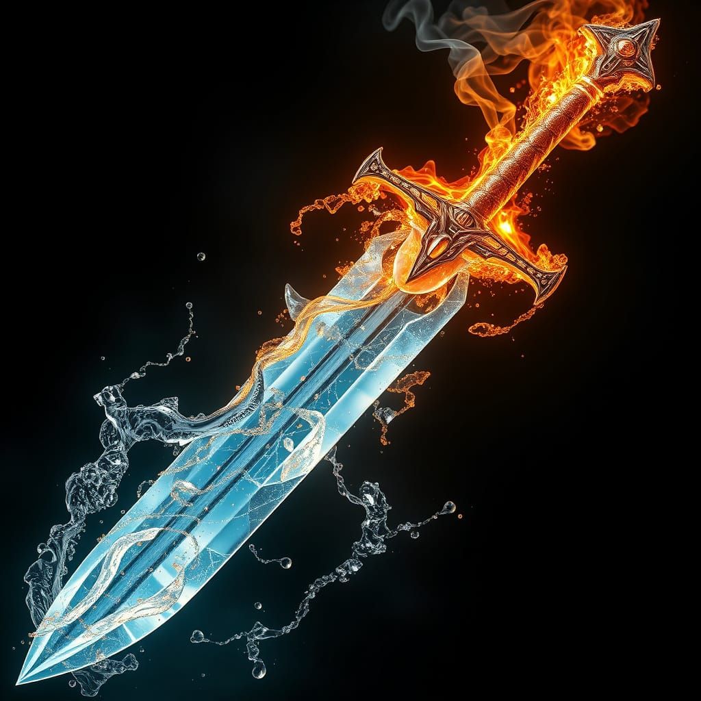 Ethereal Water Sword Glows with Oceanic Essence in Dark Biom...
