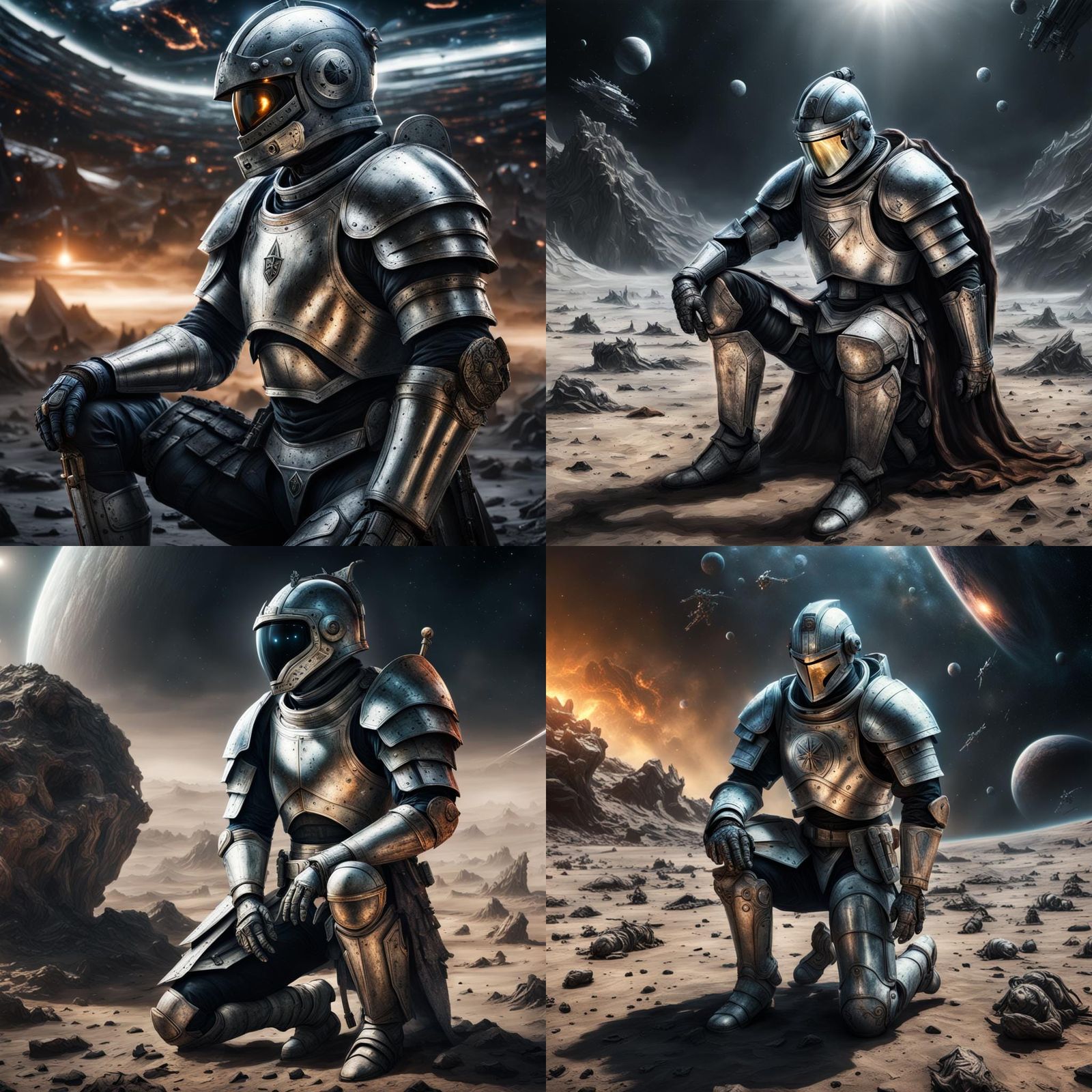 Wounded Knight on Battlefield After Space Wars