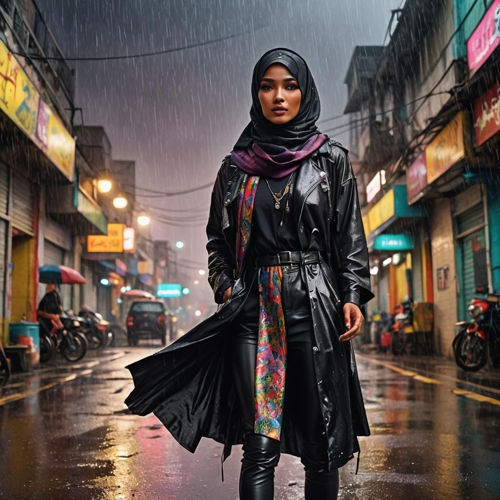 Malay Woman in Rock Outfit, Fantasy Concept Art