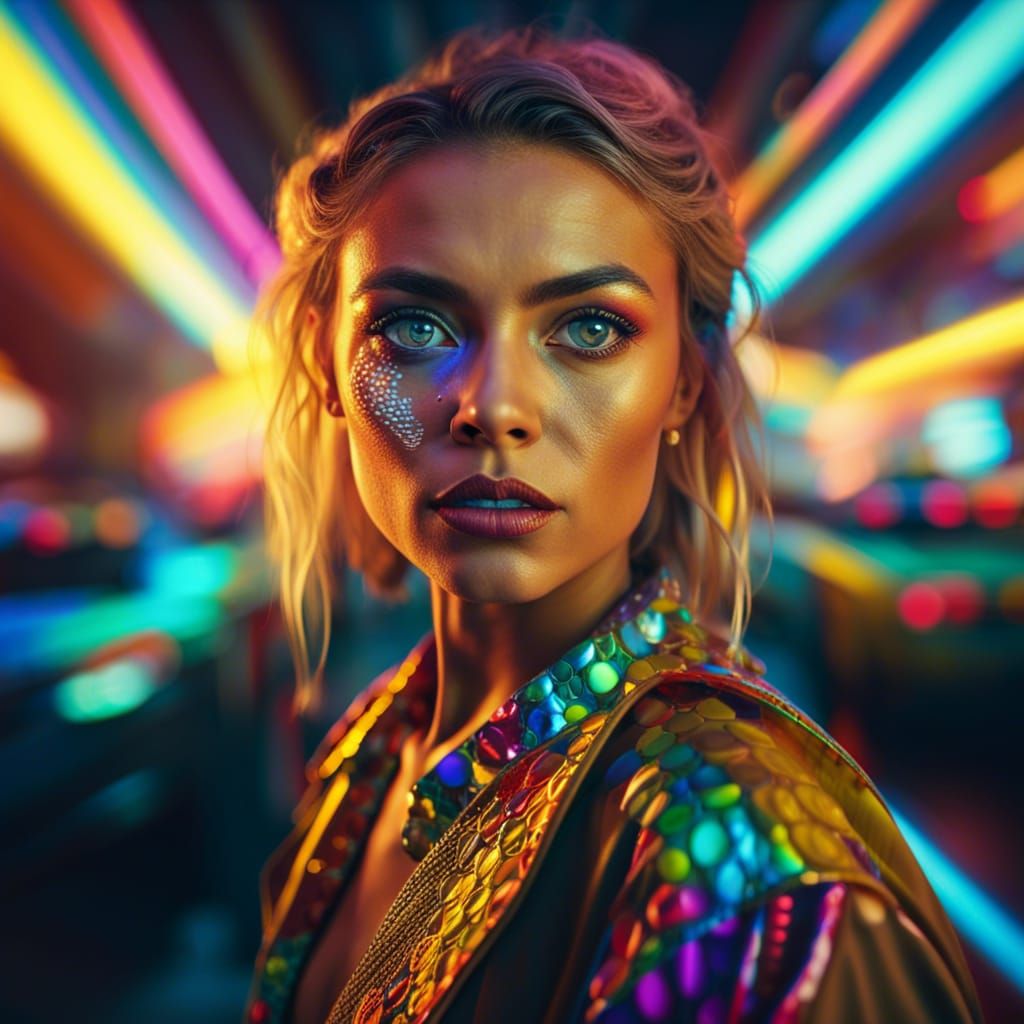 Beautiful Multi-Eyed Taxi Driver in Hypermaximalist Style