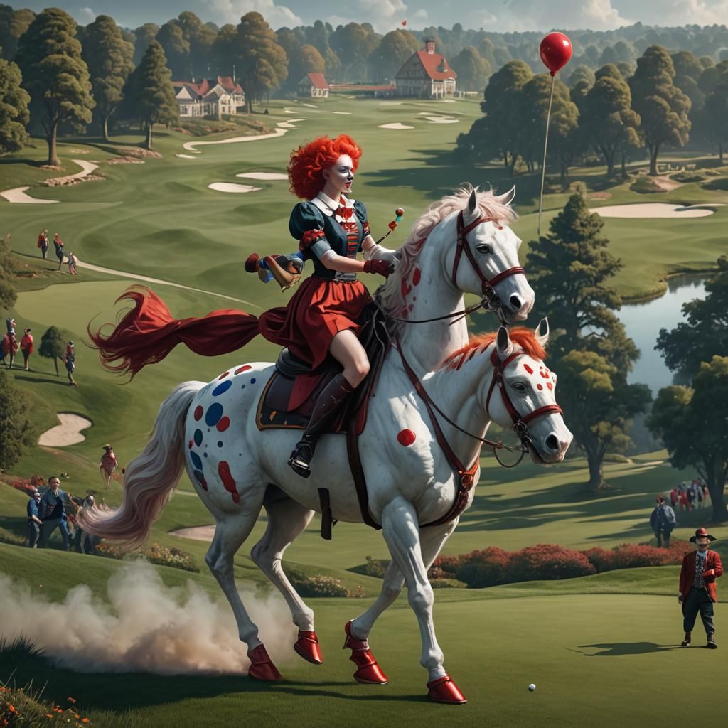 Red-Haired Centaur on Golf Course: Fantasy Art