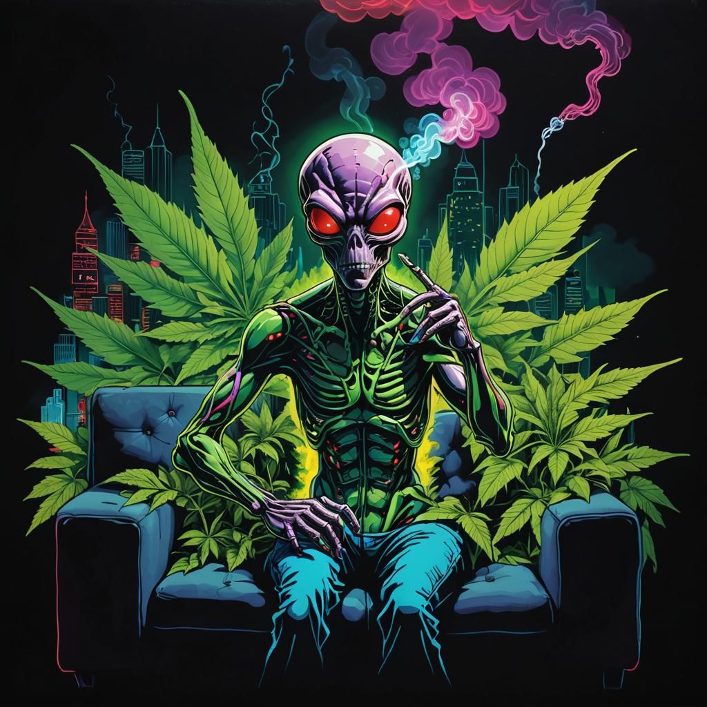 Alien Stoner in Pop Art Graffiti Style