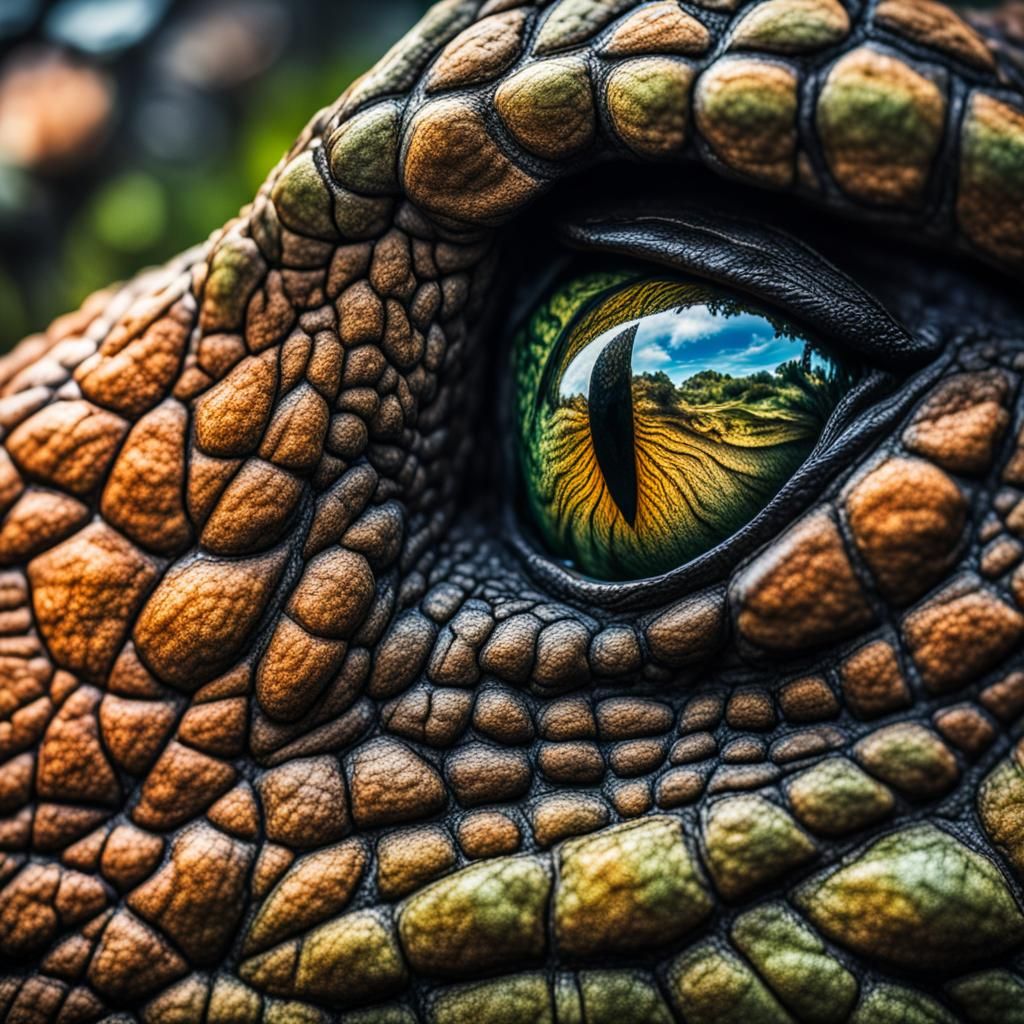 Hyperrealistic Close-Up of a Dinosaur's Eye
