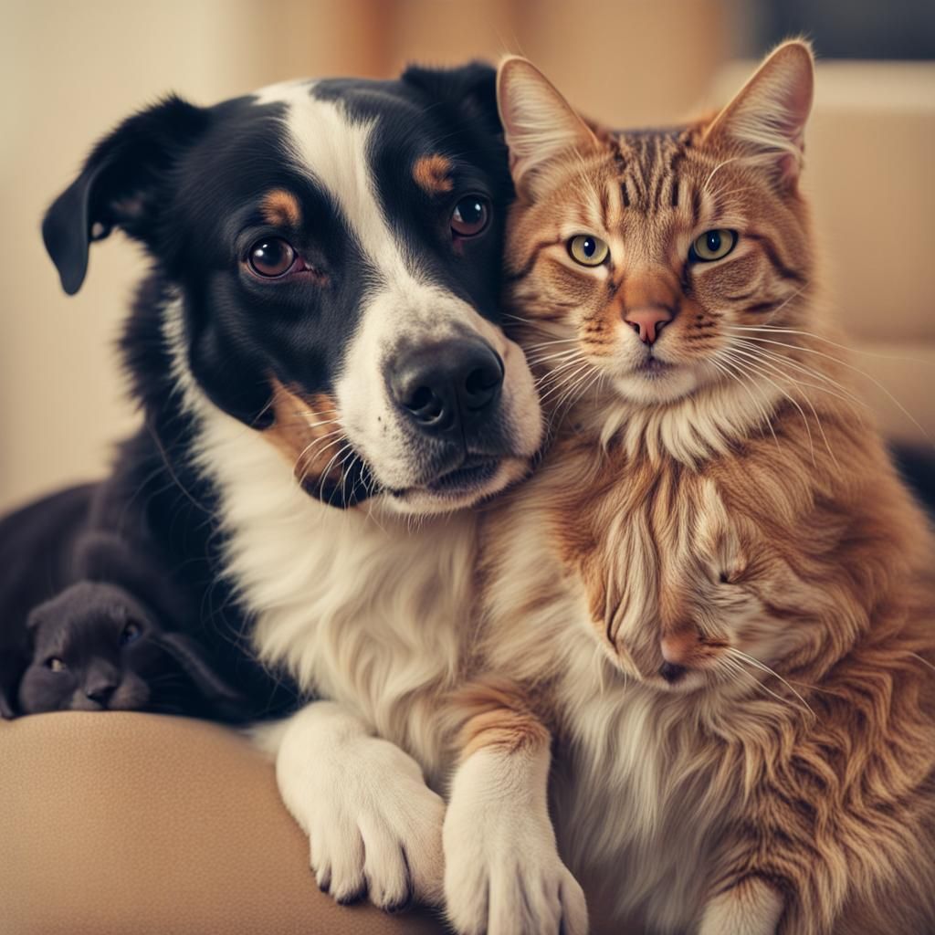 Friendly Dog and Cat Image