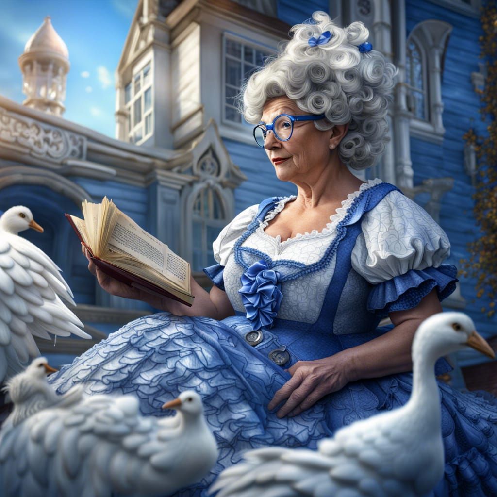 Mother Goose in Fairytale Setting: Detailed HDR Photograph