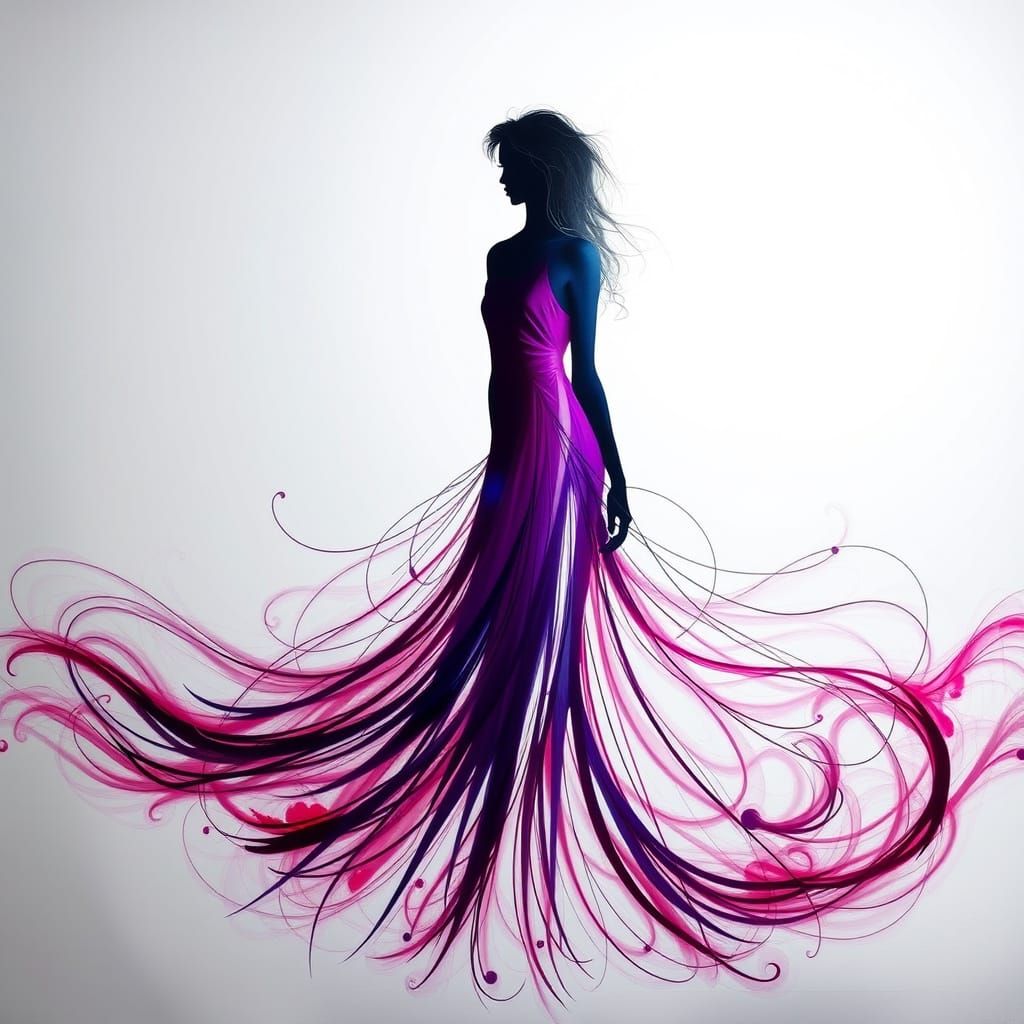 Woman Silhouette on Metal Sheet in Vibrant Colors