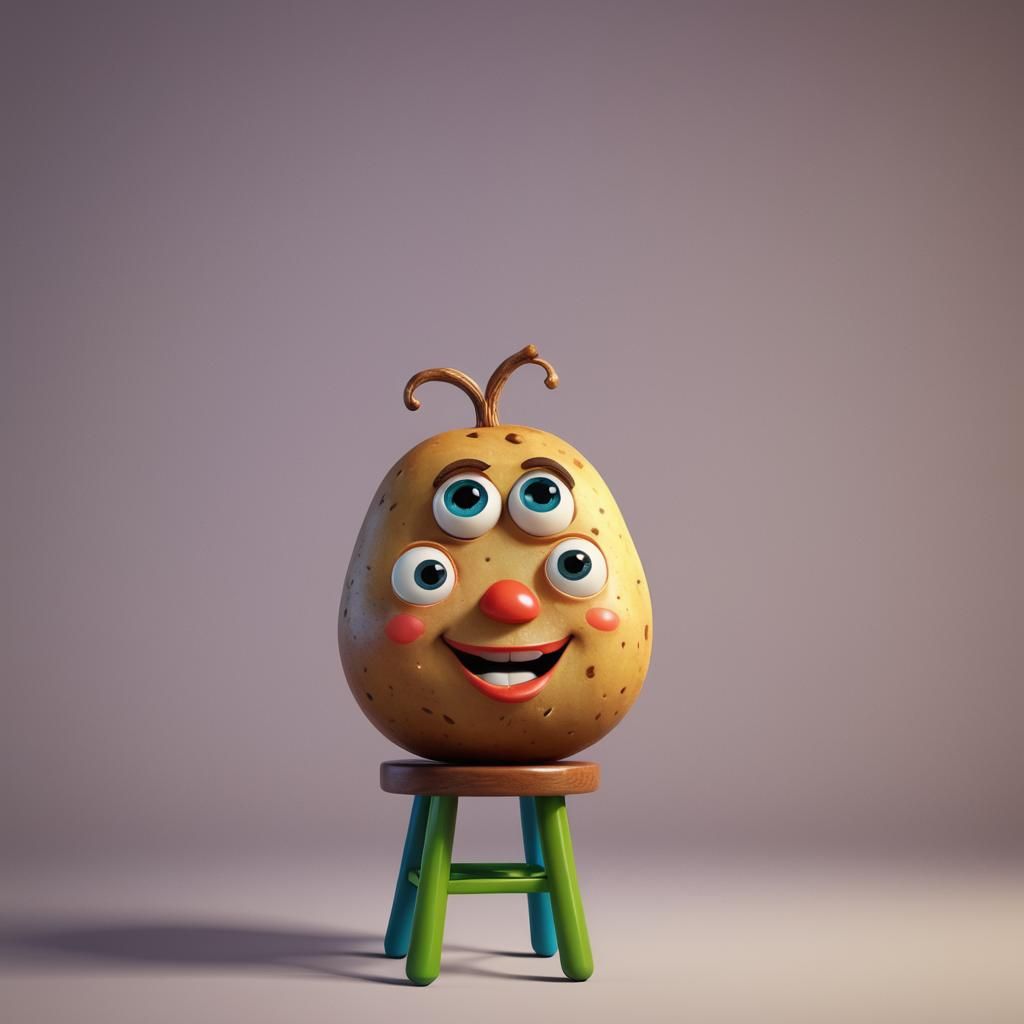 Cartoon Potato Character in Pixar Style