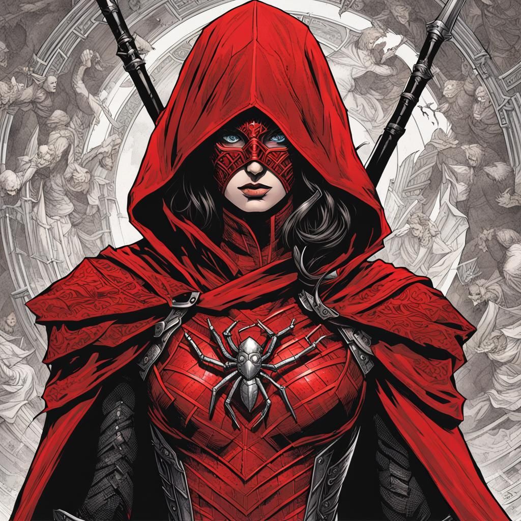Mysterious Warrior Woman in Comic Book Art Style