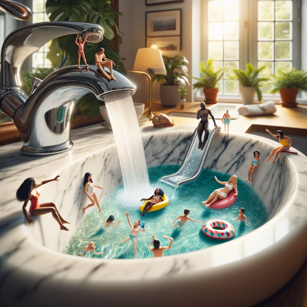 Miniature World: Aquatic Fun in a Bathroom Sink