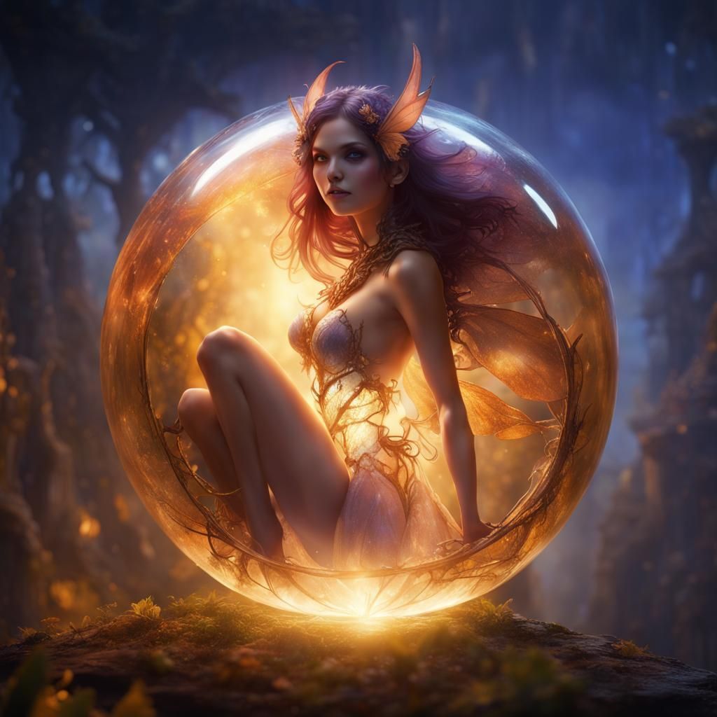 Enchanting Fairy in Orb: Fantasy Concept Art