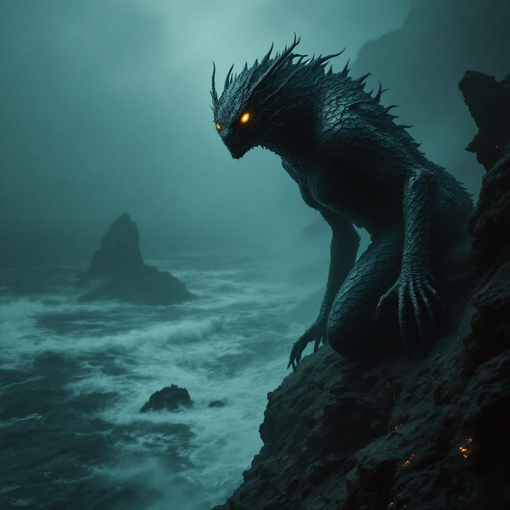 Obsidian Siren Beckons From Tempestuous Sea