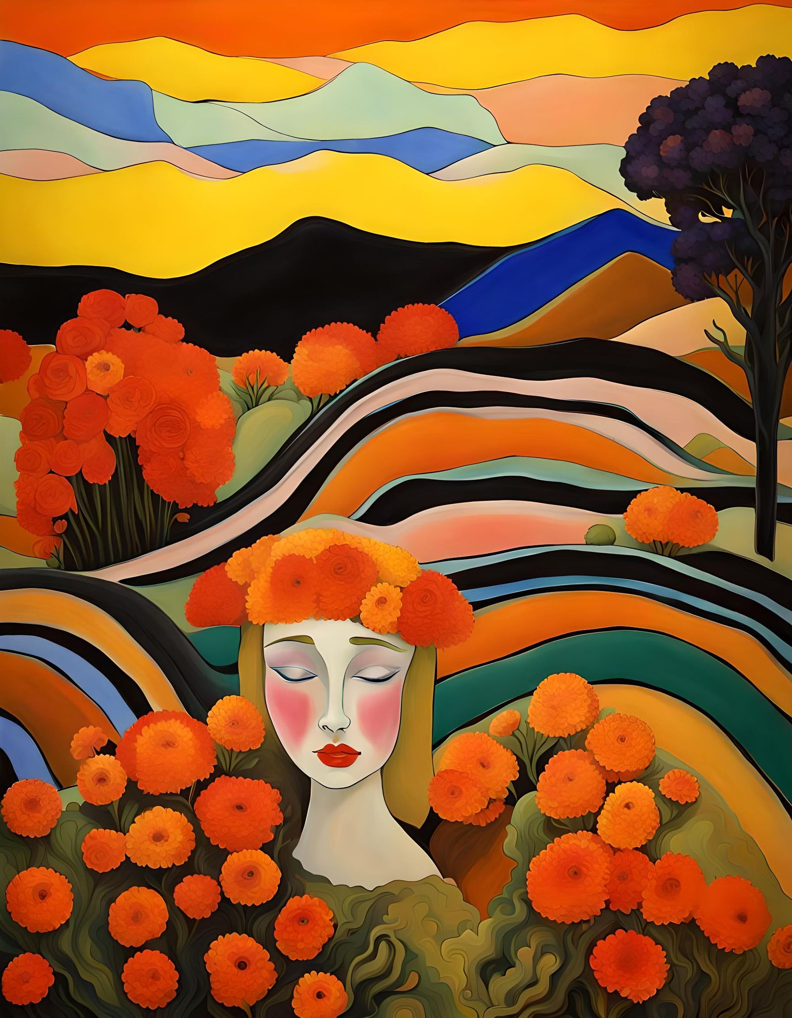 Surreal Hollow Faces in Lush Dreamscape