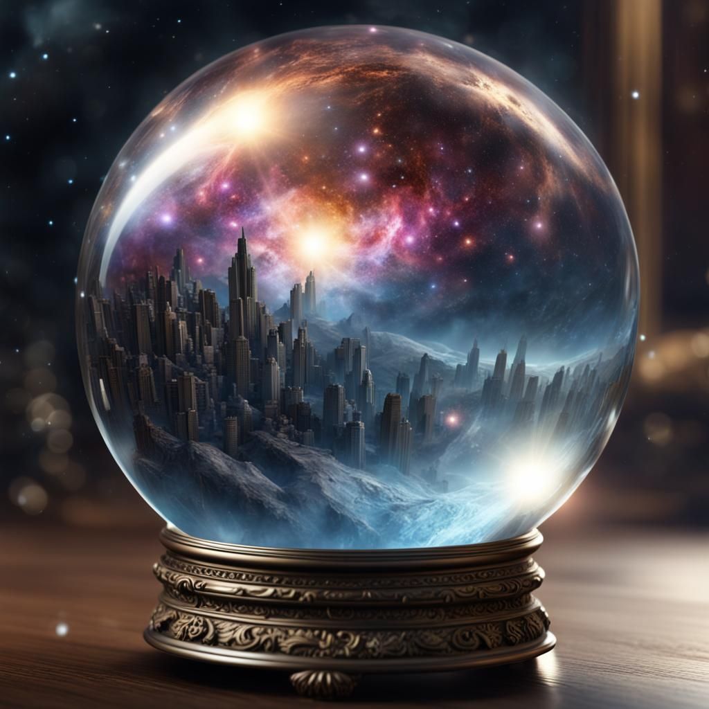 Galaxy in Crystal Ball: Ultra HD Digital Art