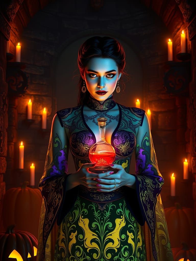 Ethereal Vampire in Ancient Chamber