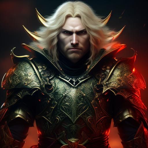 Furious Summer Eladrin Paladin Warlock in 3D Anime Style