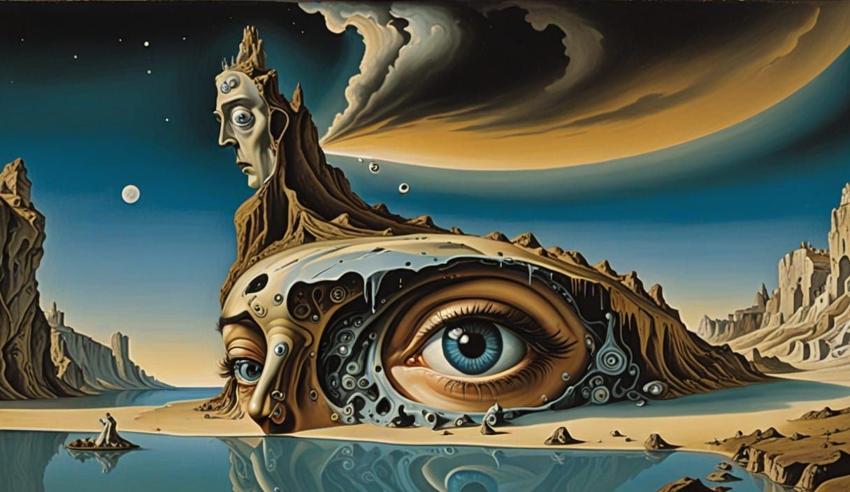 Surreal Painting in Pop Art Style with Dramatic Expressions....