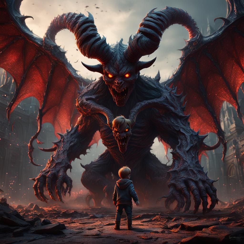 Fantastical Demon Child in Detailed Matte Painting