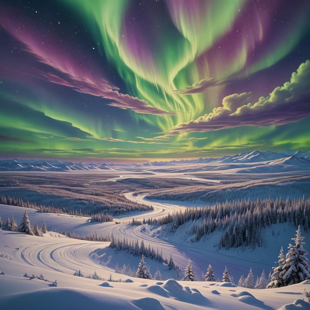 Surreal Northern Lights Scene in Fairbanks, Alaska