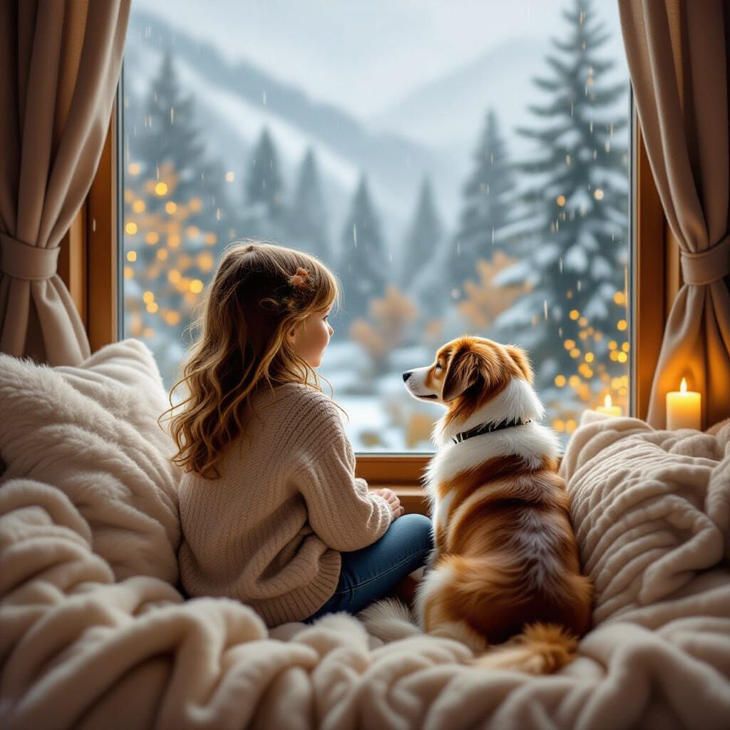 Rainy Night Cafe Scene in Impasto Style