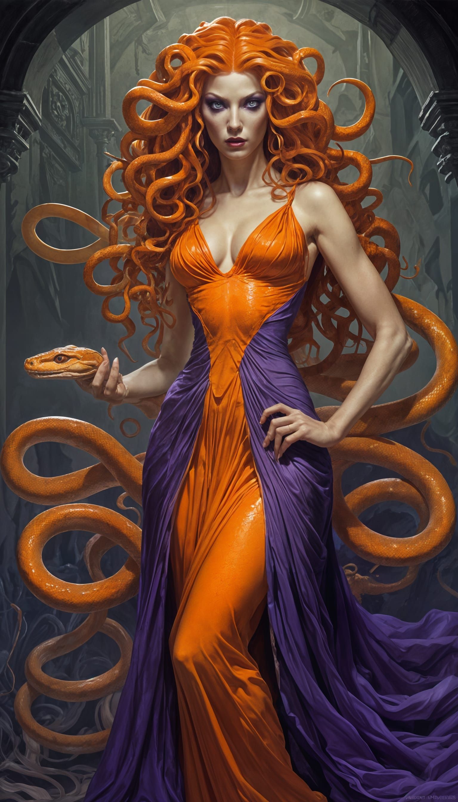 Marvel's Medusa with Flowing Orange Snake Hair