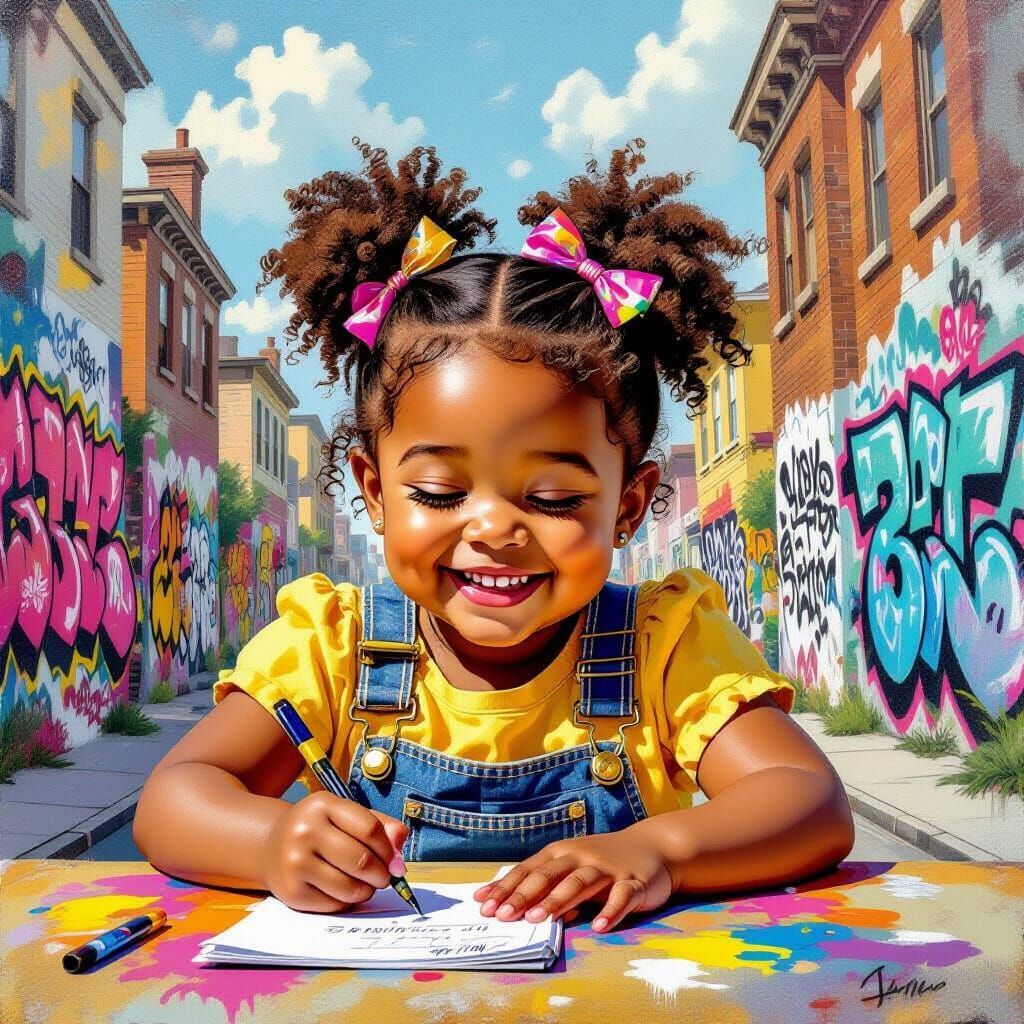 Joyful Black Girl Doing Chores and Homework