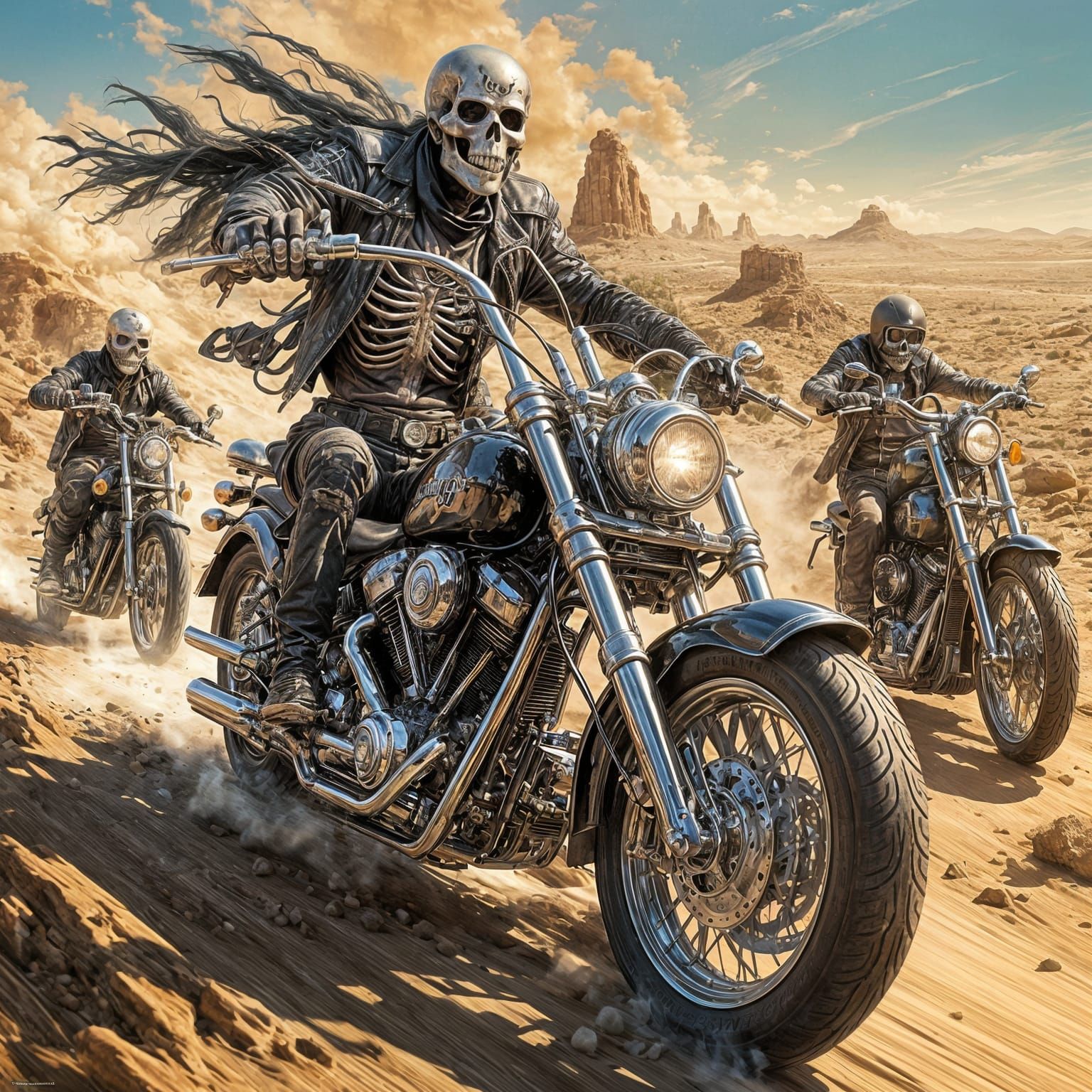 Skeleton Biker Gang Rides Through Desert