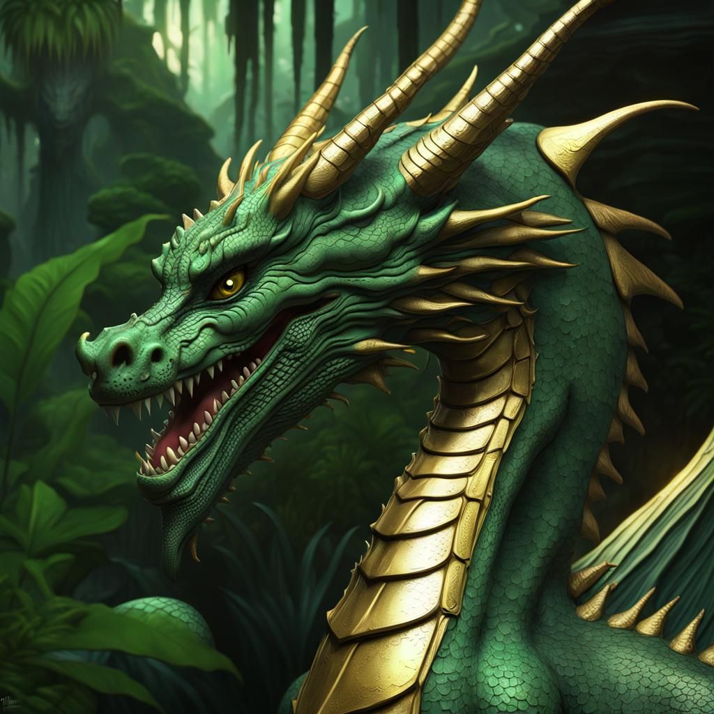 Loathsome Green Dragon Smiles Cruelly, Giger Style