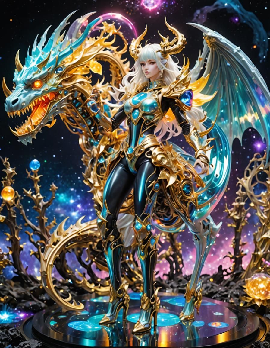 Rainbow Dragon Girl with Metal Skeleton