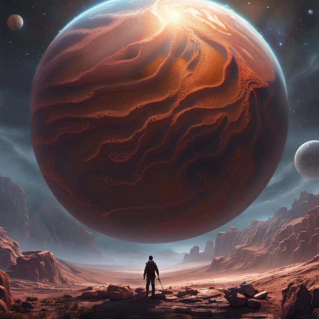 Man Holding Planet: Dark Fantasy Concept Art