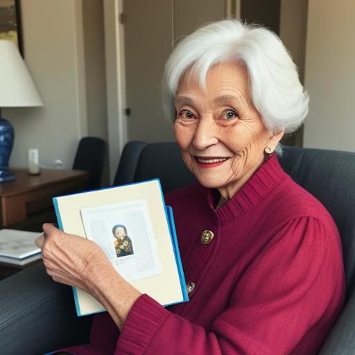 Elderly Woman Reminiscing Through Photo Album