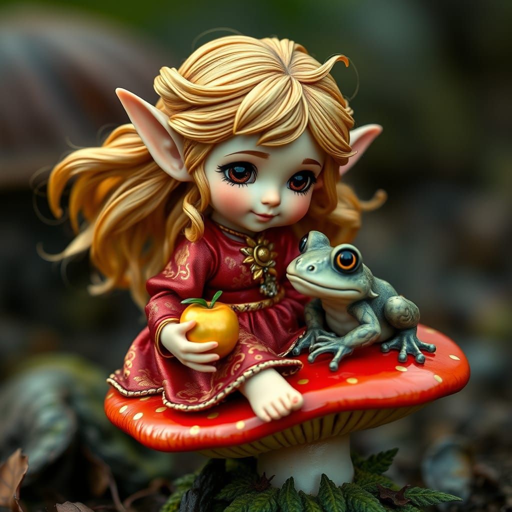 Whimsical Elven Offering in Hummel Style