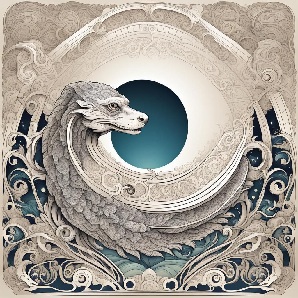 Falkor in Art Nouveau Style with Fractals
