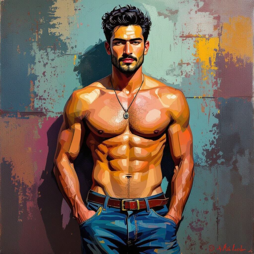 Man in Vibrant Colors with Bold Brushstrokes