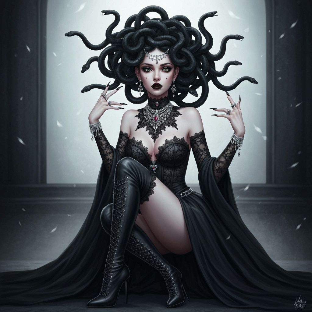 Elegant Modern Medusa in Goth Style