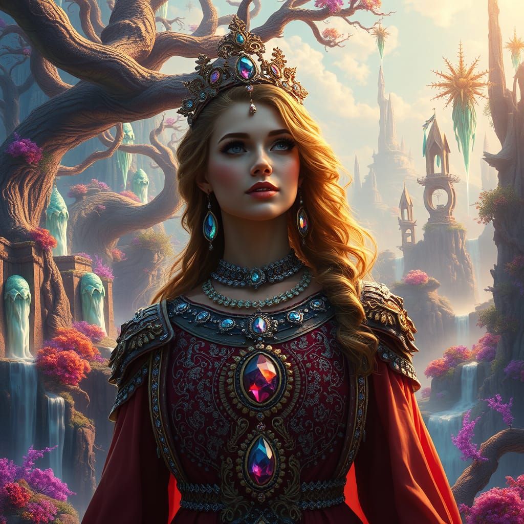 Regal Woman in Fantasy Landscape, Matte Painting