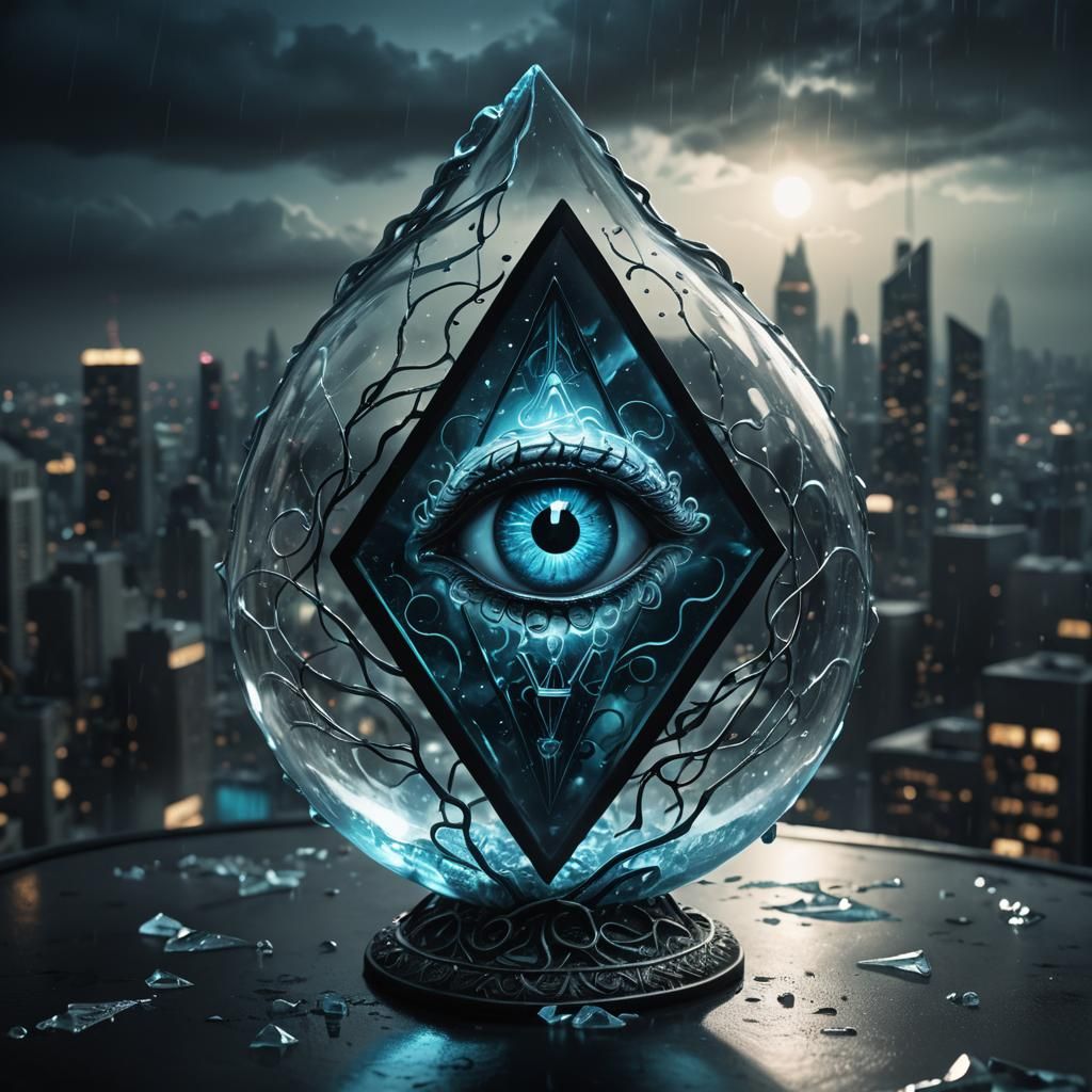 Surreal Dark Fantasy Glass A with Brain