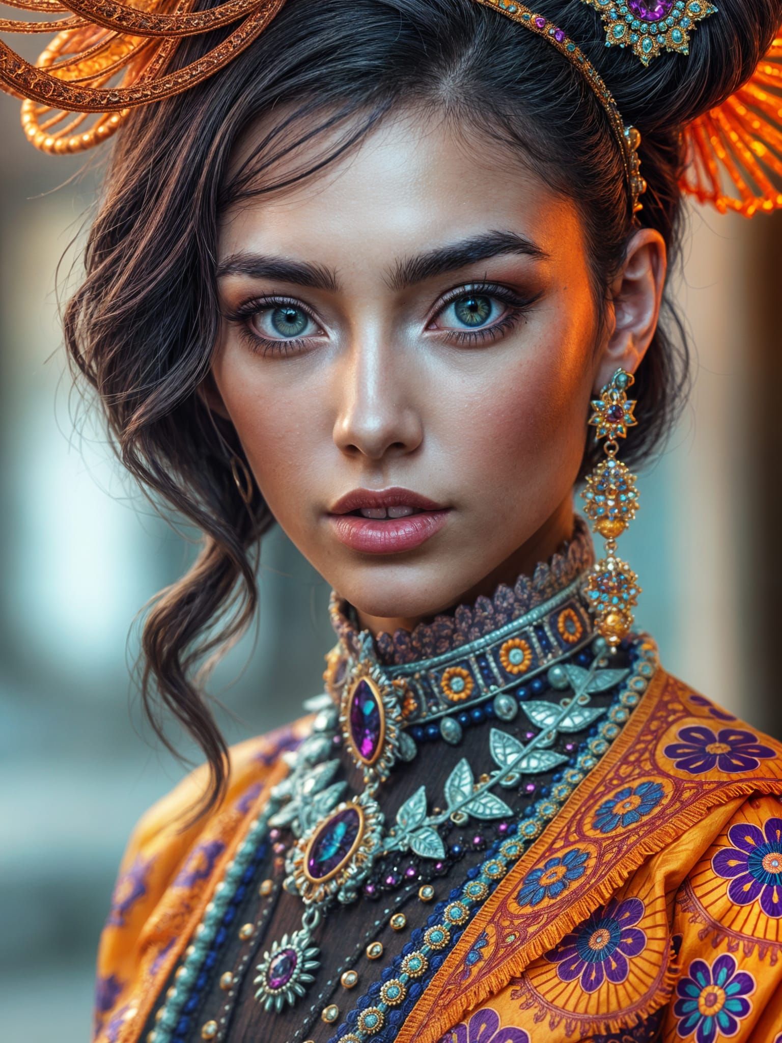 Ethereal Goddess in Vibrant Womancore Attire