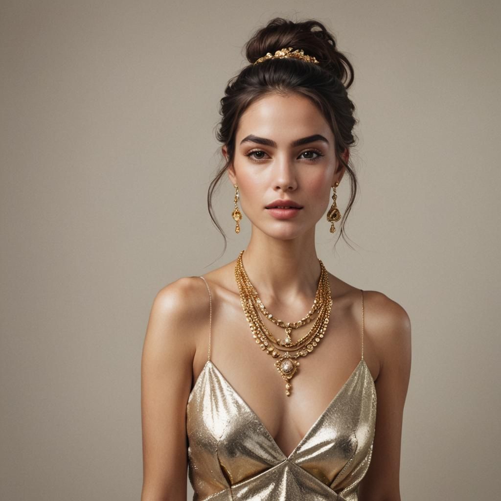 Woman with Gold Jewelry