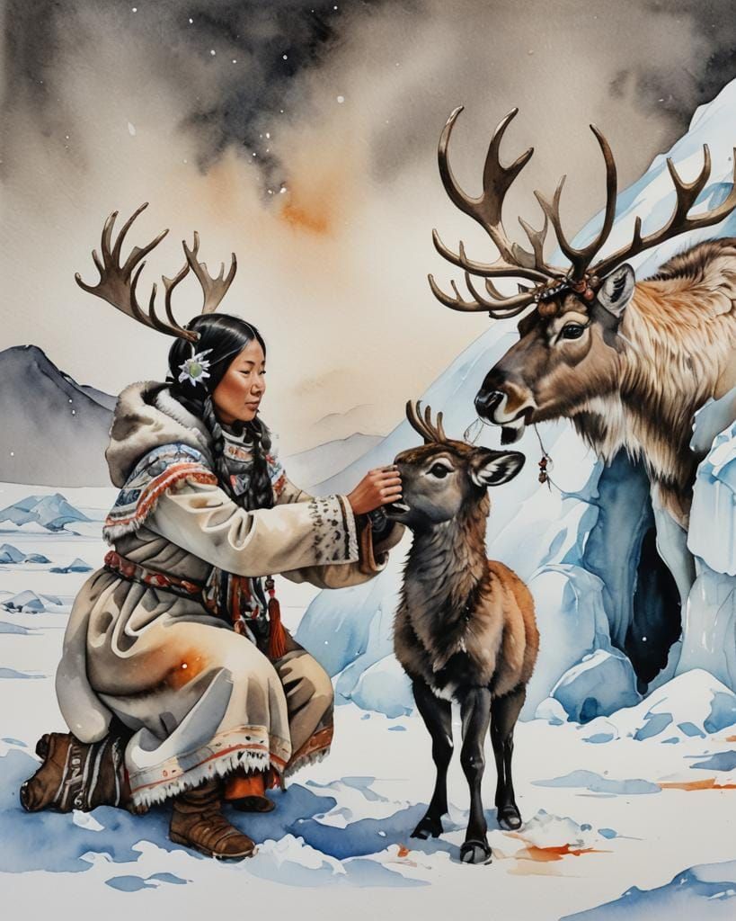 Tending to her most valuable possesion