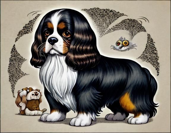 King Charles Spaniel in Junji Ito Style