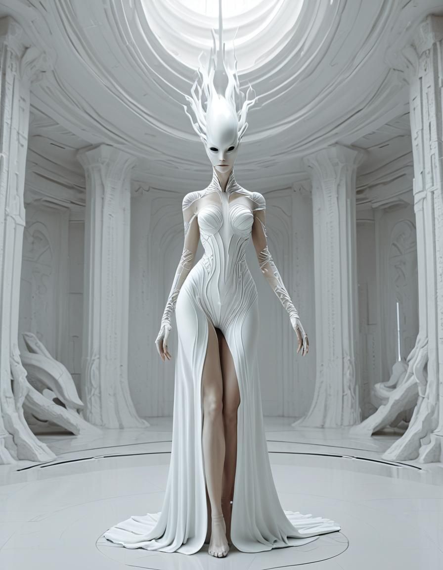 Alien female in white