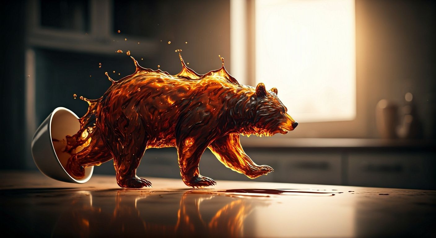 Photorealistic Coffee Bear Sculpture From Spill