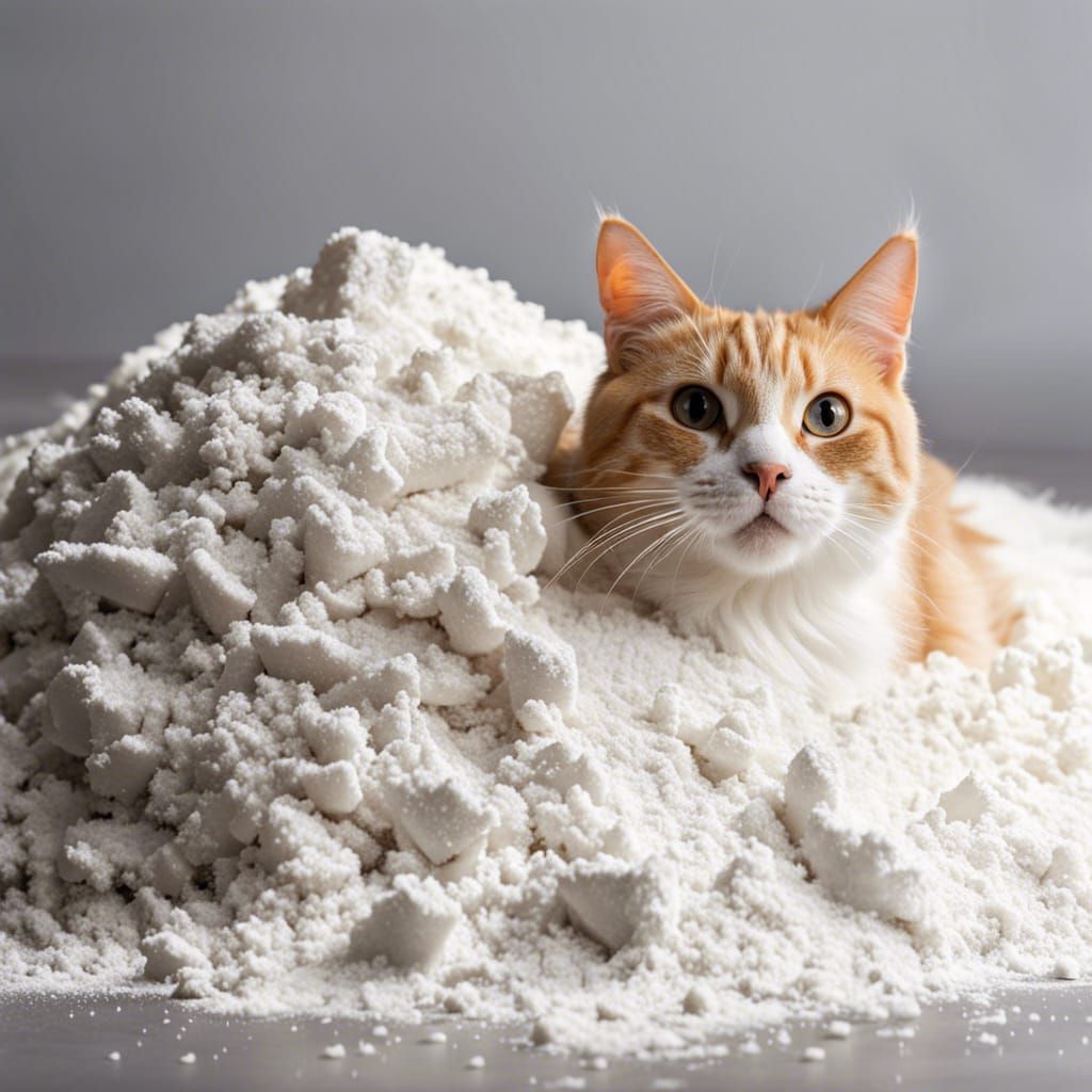 Happy Cat Lounging in Flour