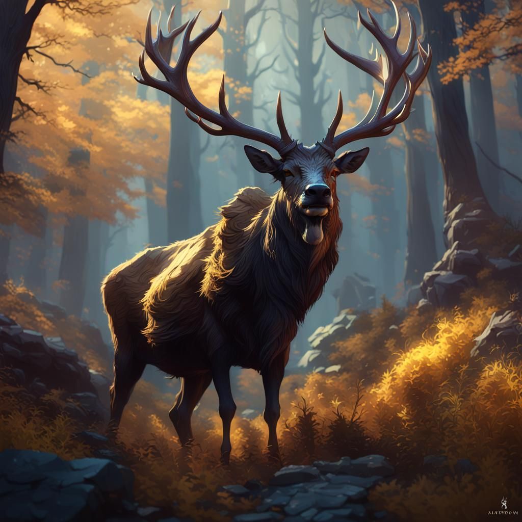 Antlered Masterpiece in Dark Fantasy Style